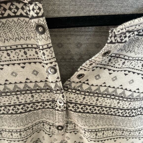 Columbia Fair Isle Long Sleeve 1/4 button Thermal TShirt Gray Western Womens M - Picture 5 of 6